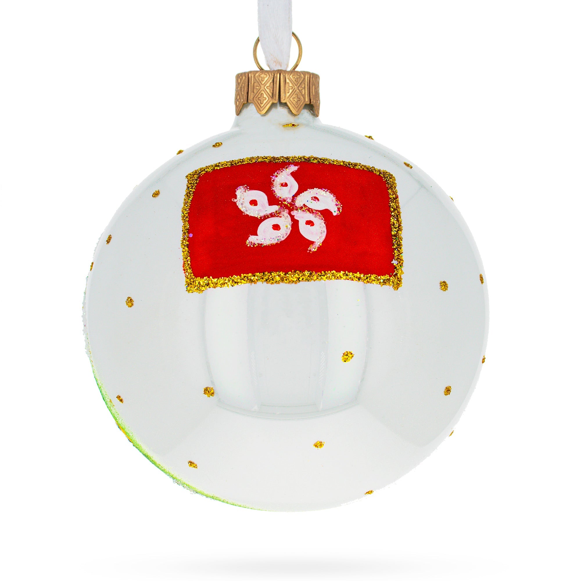 Tian Tan Buddha (Big Buddha), Hong Kong Glass Ball Christmas Ornament 3.25 Inches BestPysanky