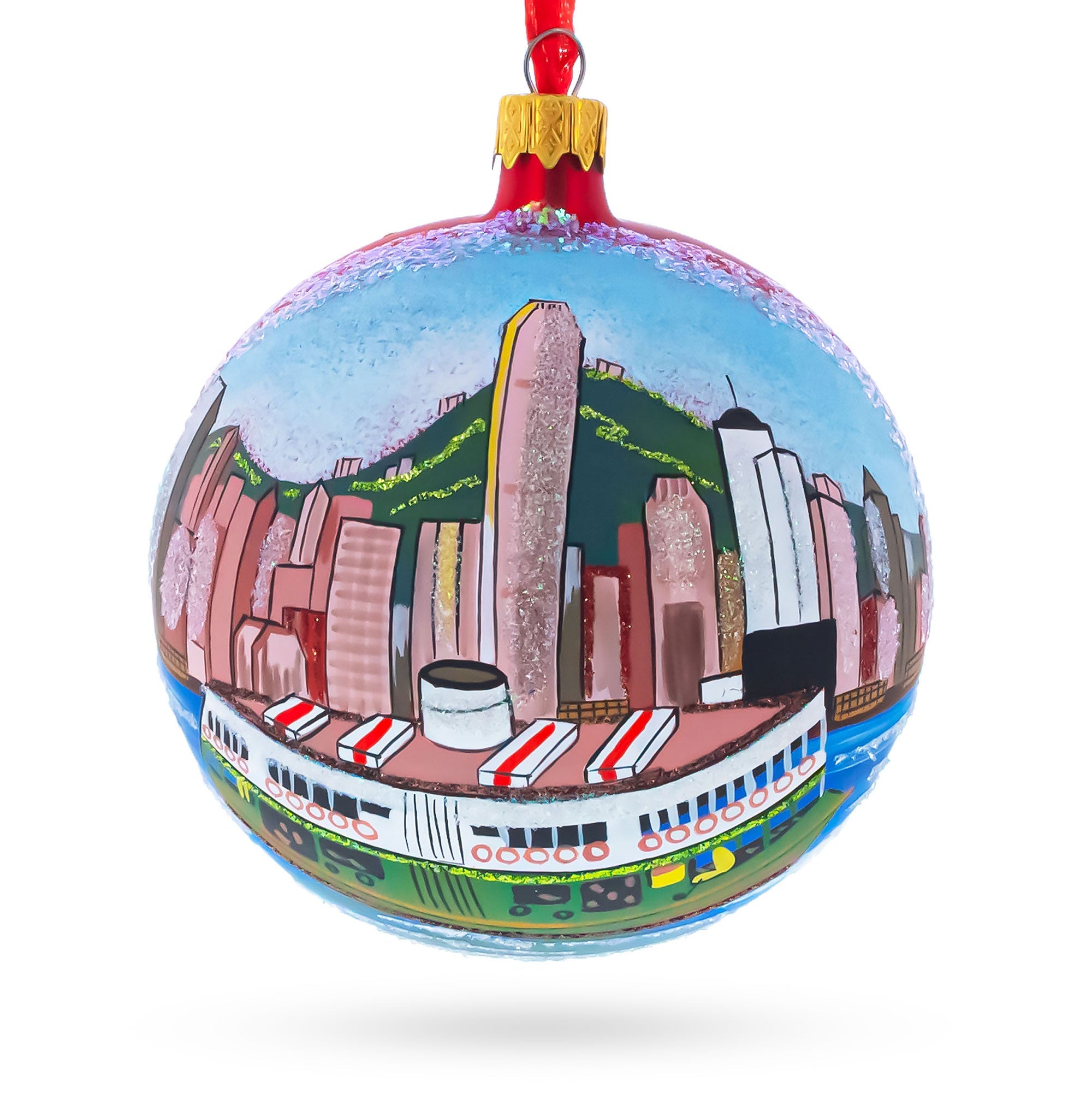 Star Ferry, Hong Kong Glass Ball Christmas Ornament 4 Inches BestPysanky