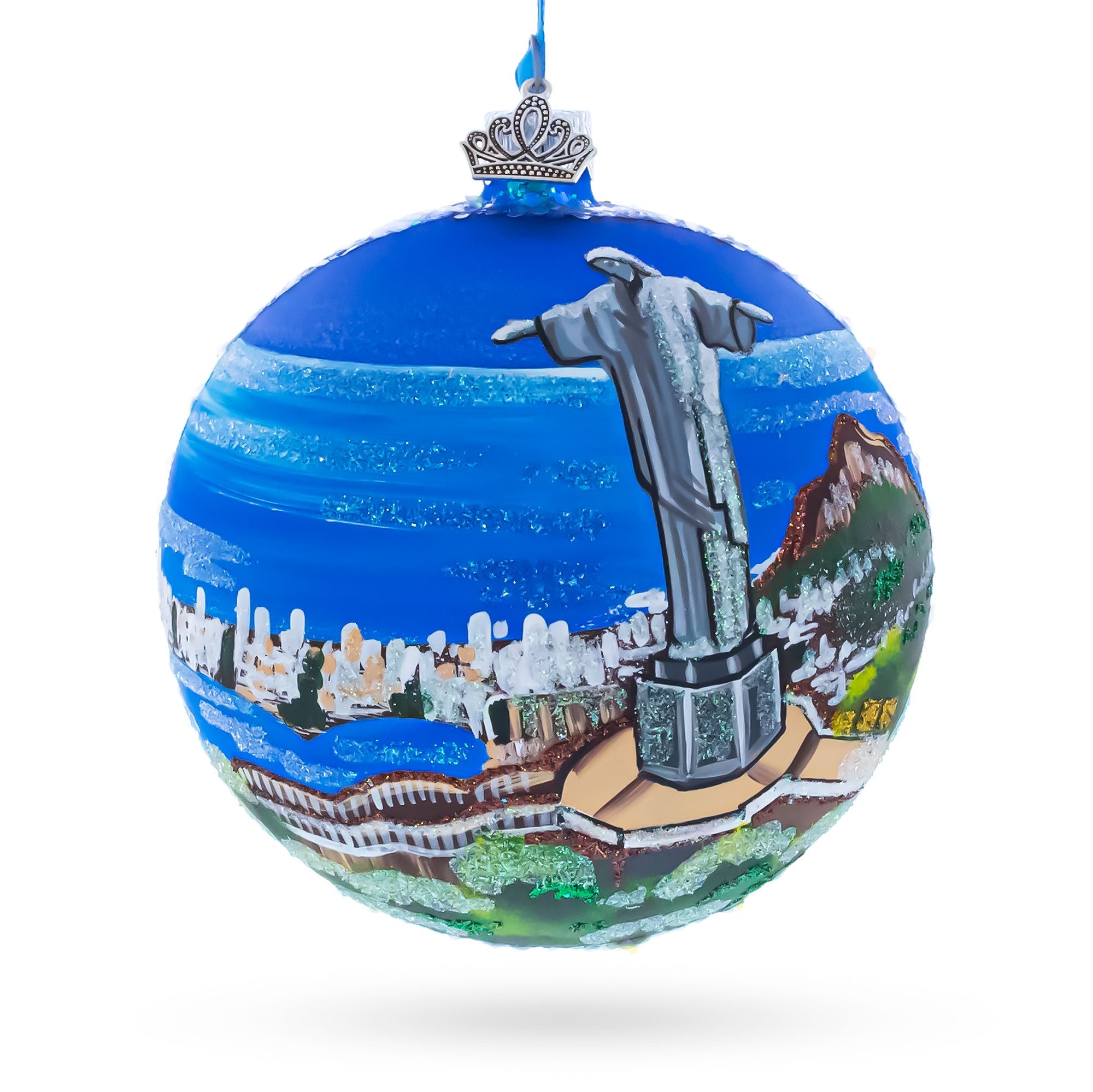 Corcovado Christ the Redeemer, Rio de Janeiro, Brazil Glass Christmas Ornament 4 Inches BestPysanky