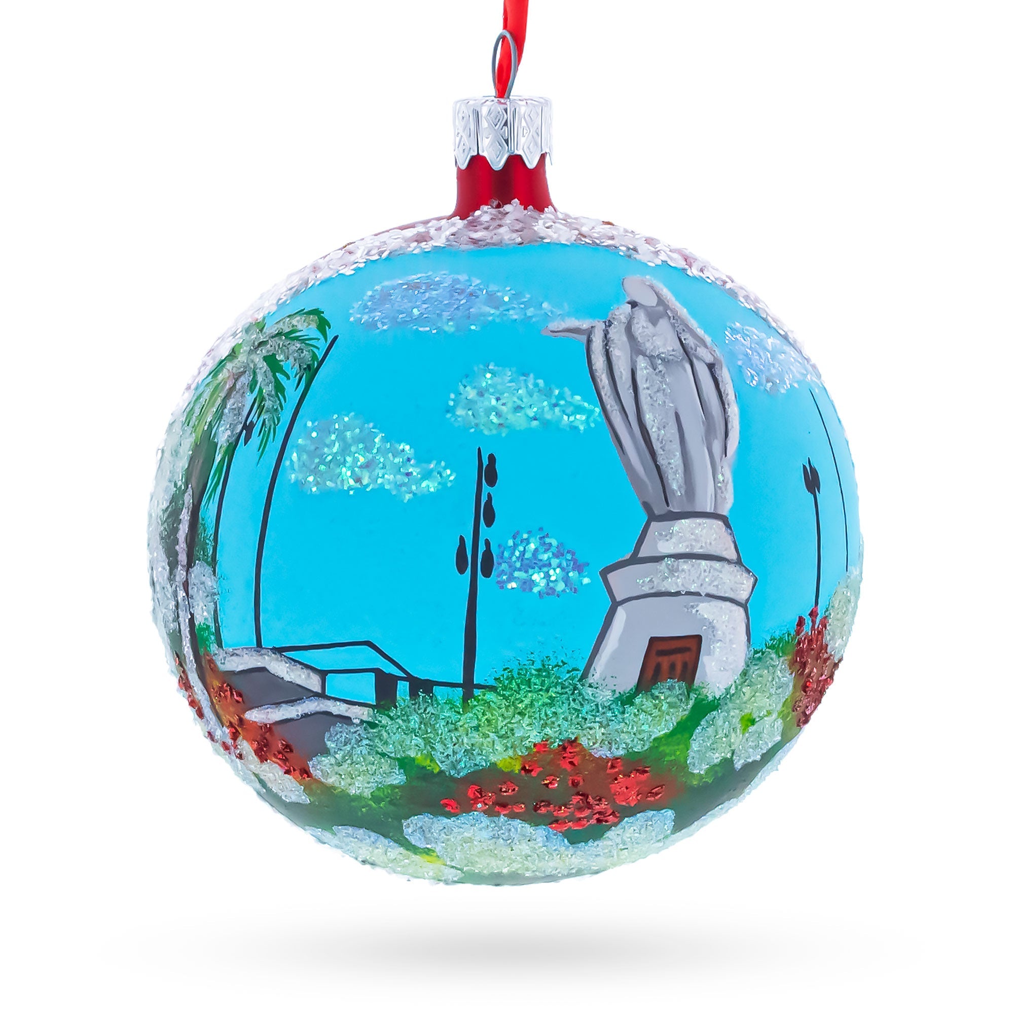 Cerro San Cristobal, Santiago, Chile Glass Ball Christmas Ornament 4 Inches