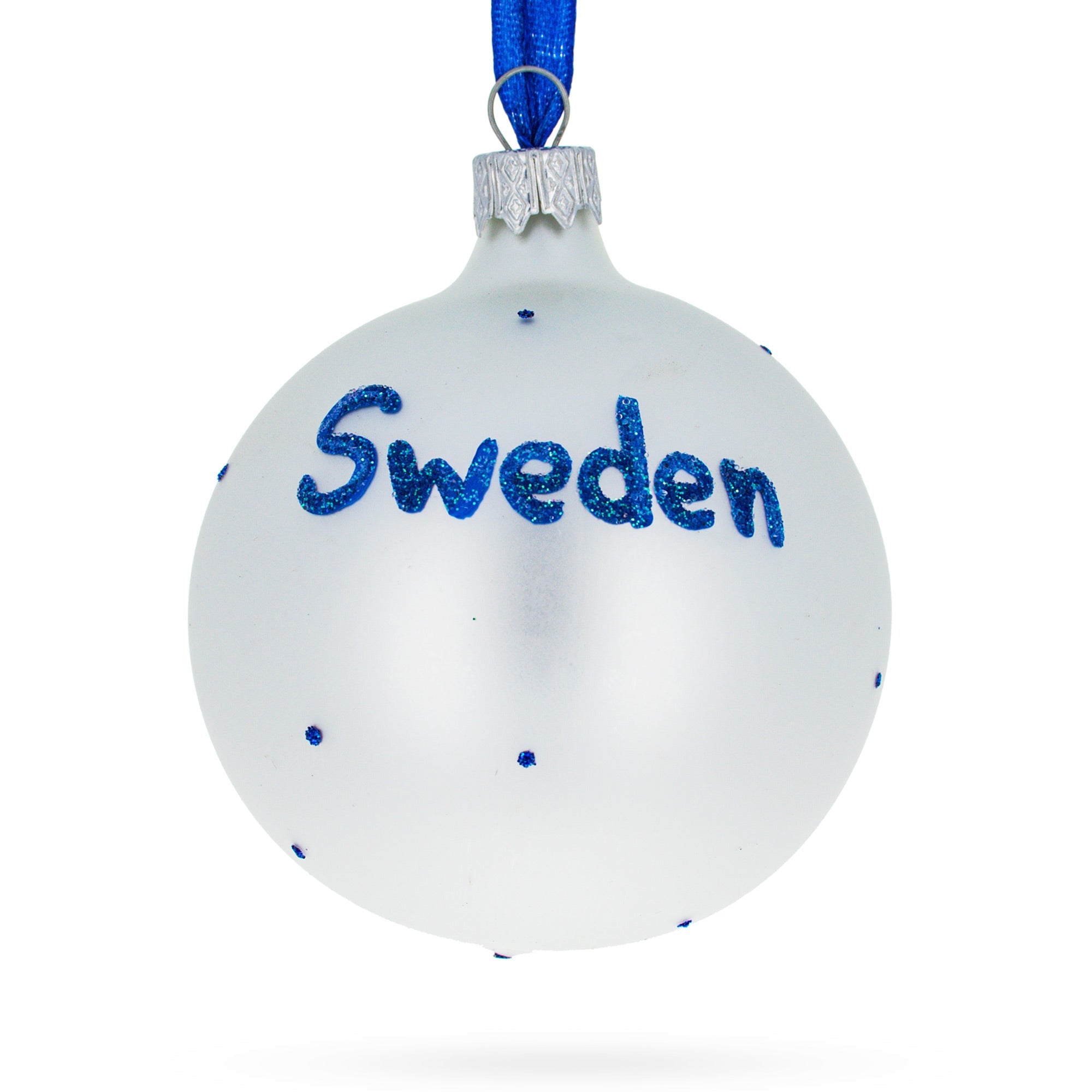 Flag of Sweden Glass Ball Christmas Ornament 3.25 Inches