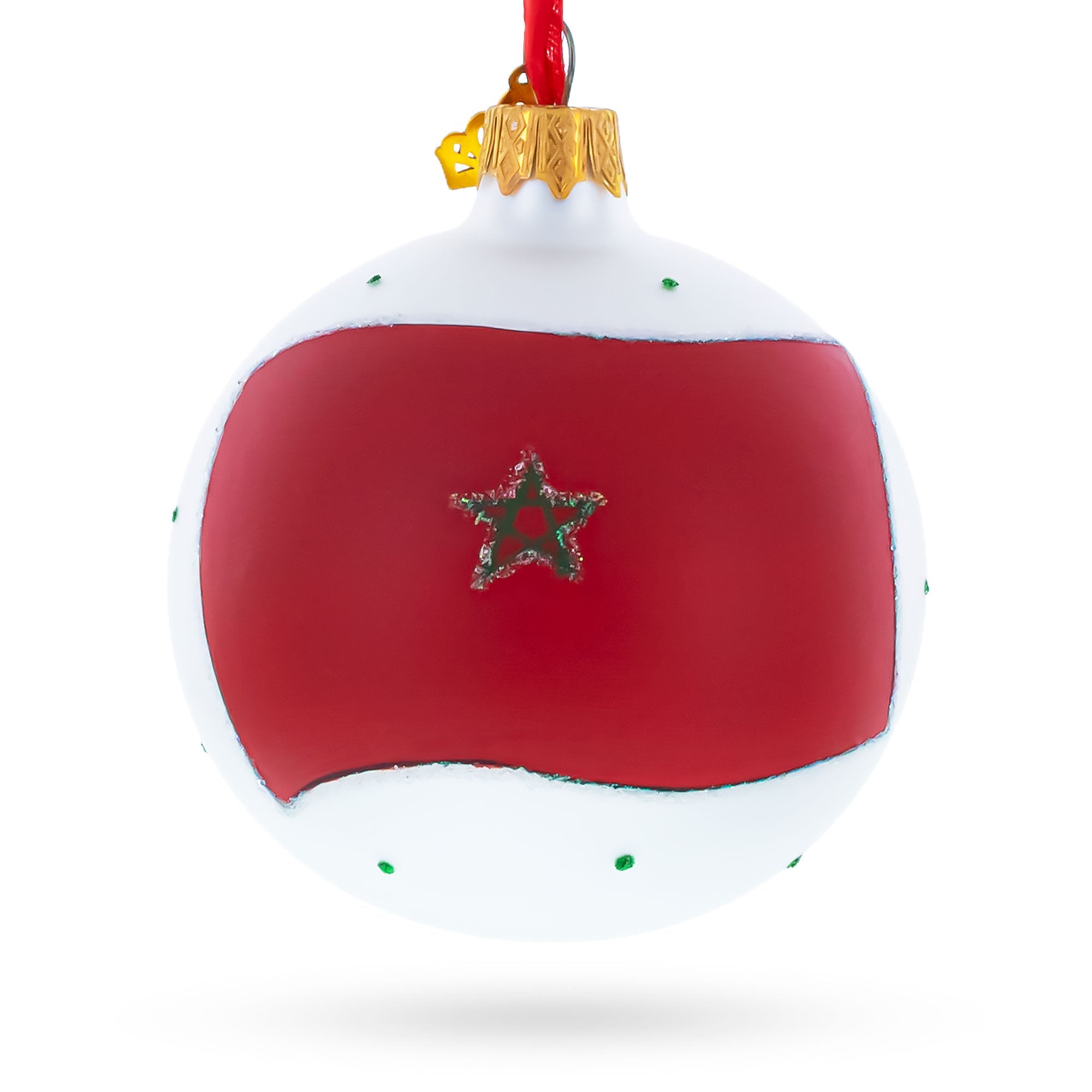 Flag of Morocco Glass Ball Christmas Ornament 3.25 Inches