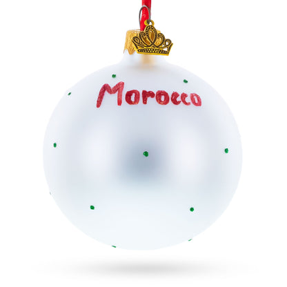 Flag of Morocco Glass Ball Christmas Ornament 3.25 Inches