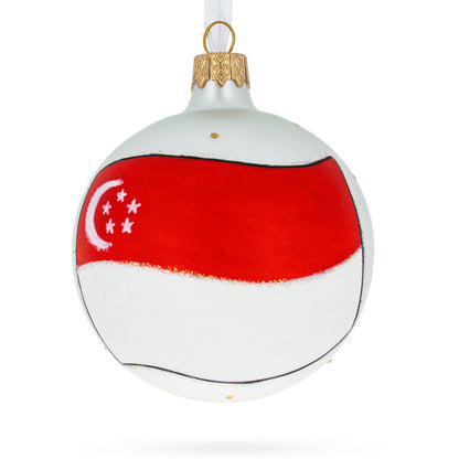 Flag of Singapore  Glass Ball Christmas Ornament 3.25 Inches