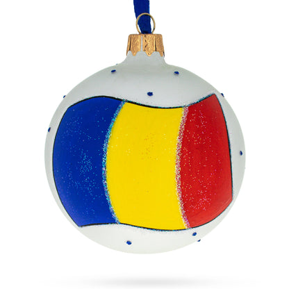 Flag of Romania Glass Ball Christmas Ornament 3.25 Inches