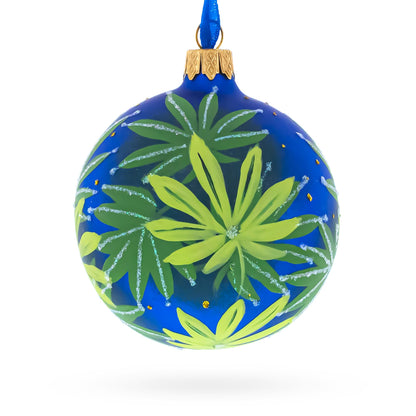 Botanical Cannabis Glass Ball Christmas Ornament 3.25 Inches BestPysanky