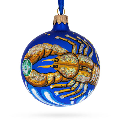 Cancer Zodiac Horoscope Sign Glass Ball Christmas Ornament 3.25 Inches