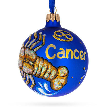 Cancer Zodiac Horoscope Sign Glass Ball Christmas Ornament 3.25 Inches