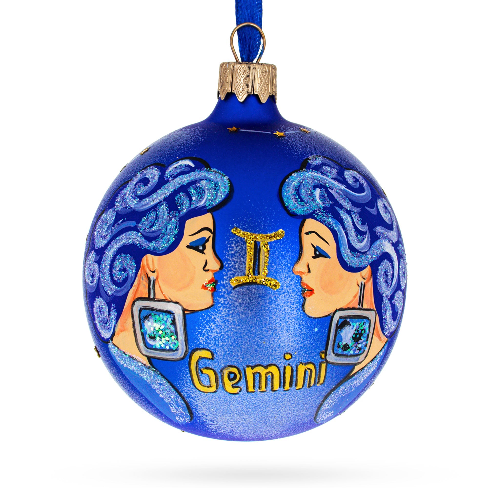 Gemini Zodiac Horoscope Sign Glass Ball Christmas Ornament 3.25 Inches