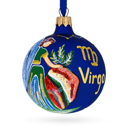 Virgo Zodiac Horoscope Sign Glass Ball Christmas Ornament 3.25 Inches