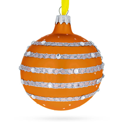 Italian Couturier Stars and Moons Design Glass Ball Christmas Ornament 3.25 Inches