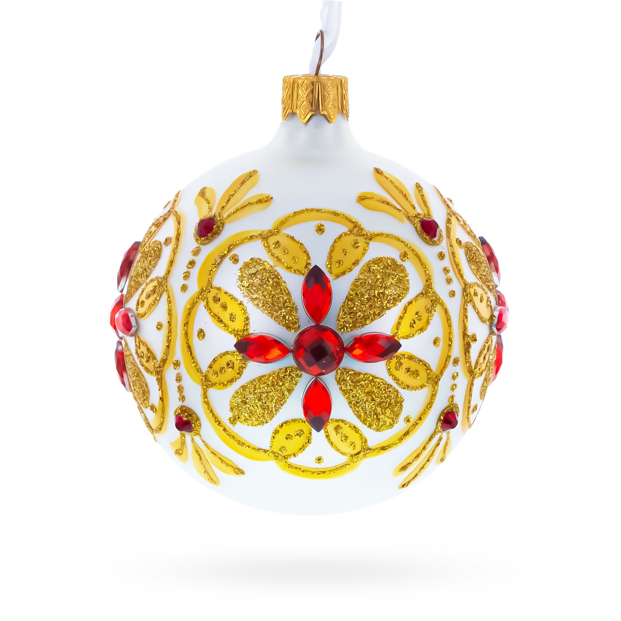 Bejeweled Star Handcrafted Glass Ball Christmas Ornament 3.25 Inches BestPysanky