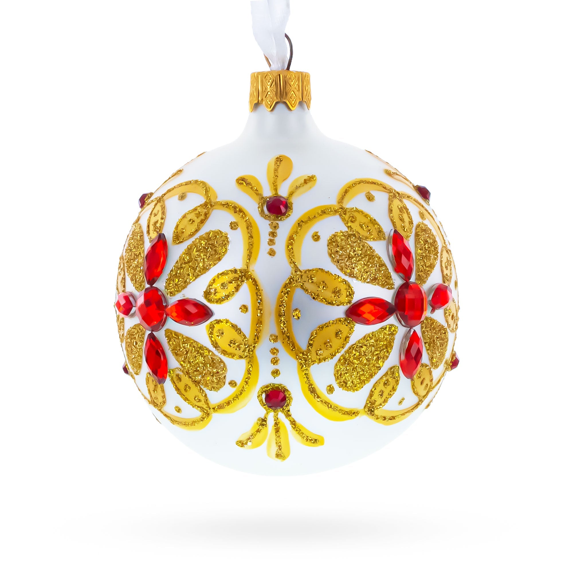 Bejeweled Star Handcrafted Glass Ball Christmas Ornament 3.25 Inches BestPysanky