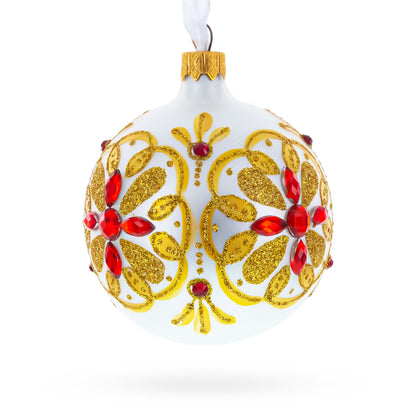 Bejeweled Star Handcrafted Glass Ball Christmas Ornament 3.25 Inches BestPysanky