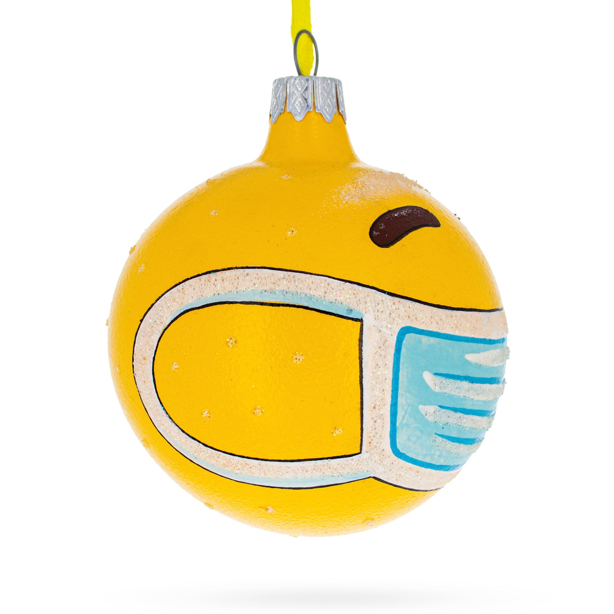 Masked Emotions of Quarantine Glass Ball Christmas Ornament 3.25 Inches BestPysanky