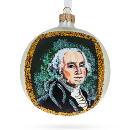 USA President George Washington Glass Ball Christmas Ornament 4 Inches