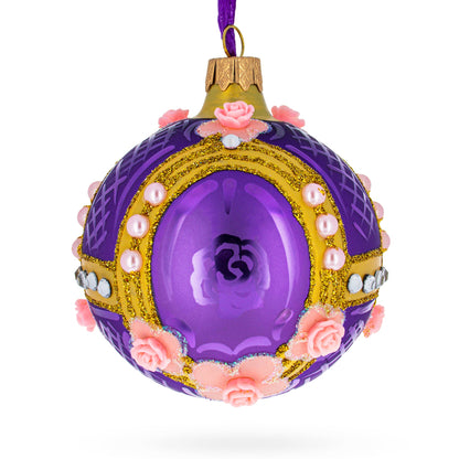 Milan Designer Luxury Earrings on Purple Glass Ball Christmas Ornament 3.25 Inches BestPysanky