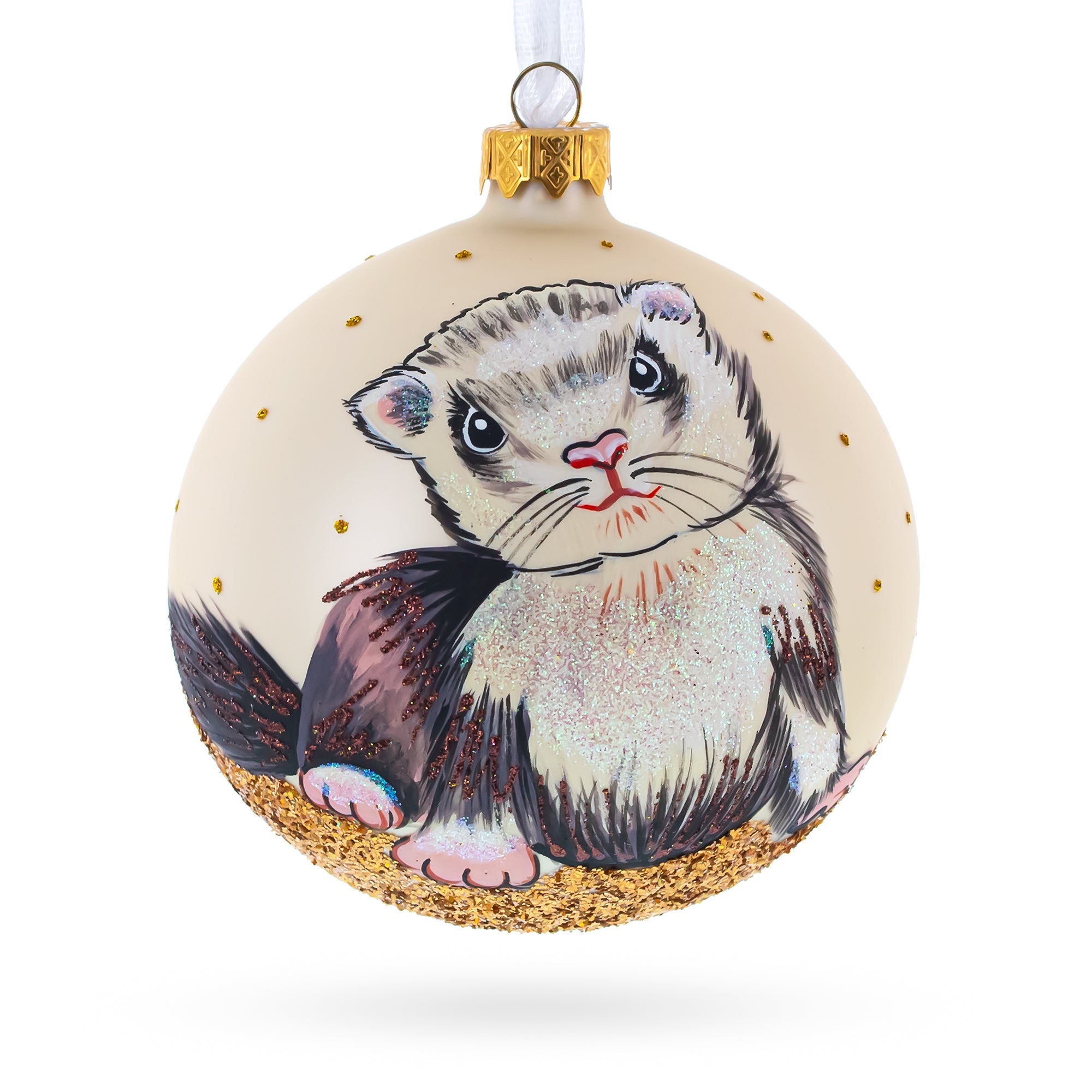 Ferret Glass Ball Christmas Ornament 4 Inches