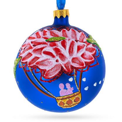 Romantic Hot Air Balloon Design Glass Ball Christmas Ornament 4 Inches BestPysanky
