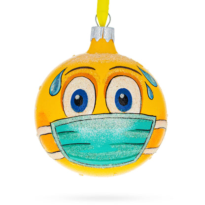Facial Expressions in Mask Glass Ball Christmas Ornament 3.25 Inches