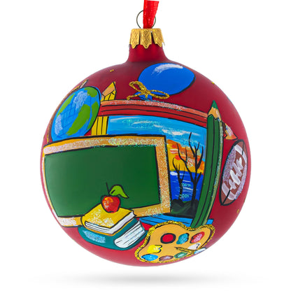 Back to School Glass Ball Christmas Ornament 4 Inches