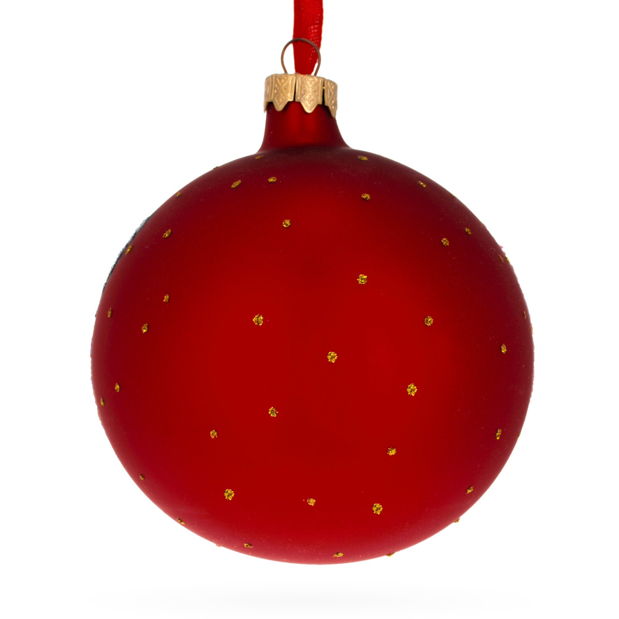 Turkey on the Field Thanksgiving Glass Ball Christmas Ornaments 4 Inches