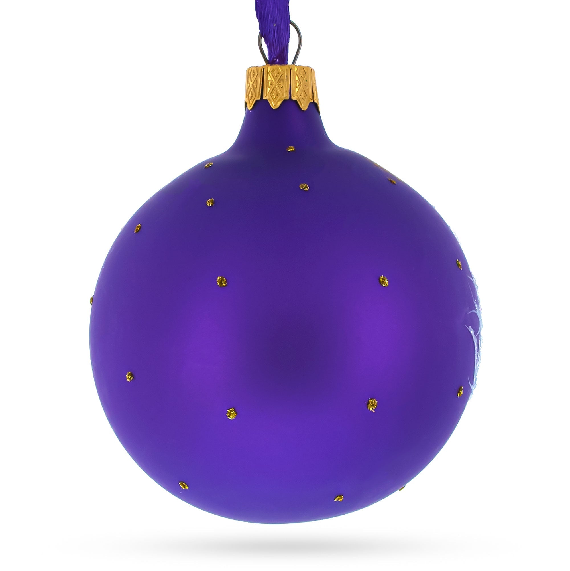 Full Moon with Black Cat and Jack-O’-Lantern Glass Ball Ornament 3.25 Inches