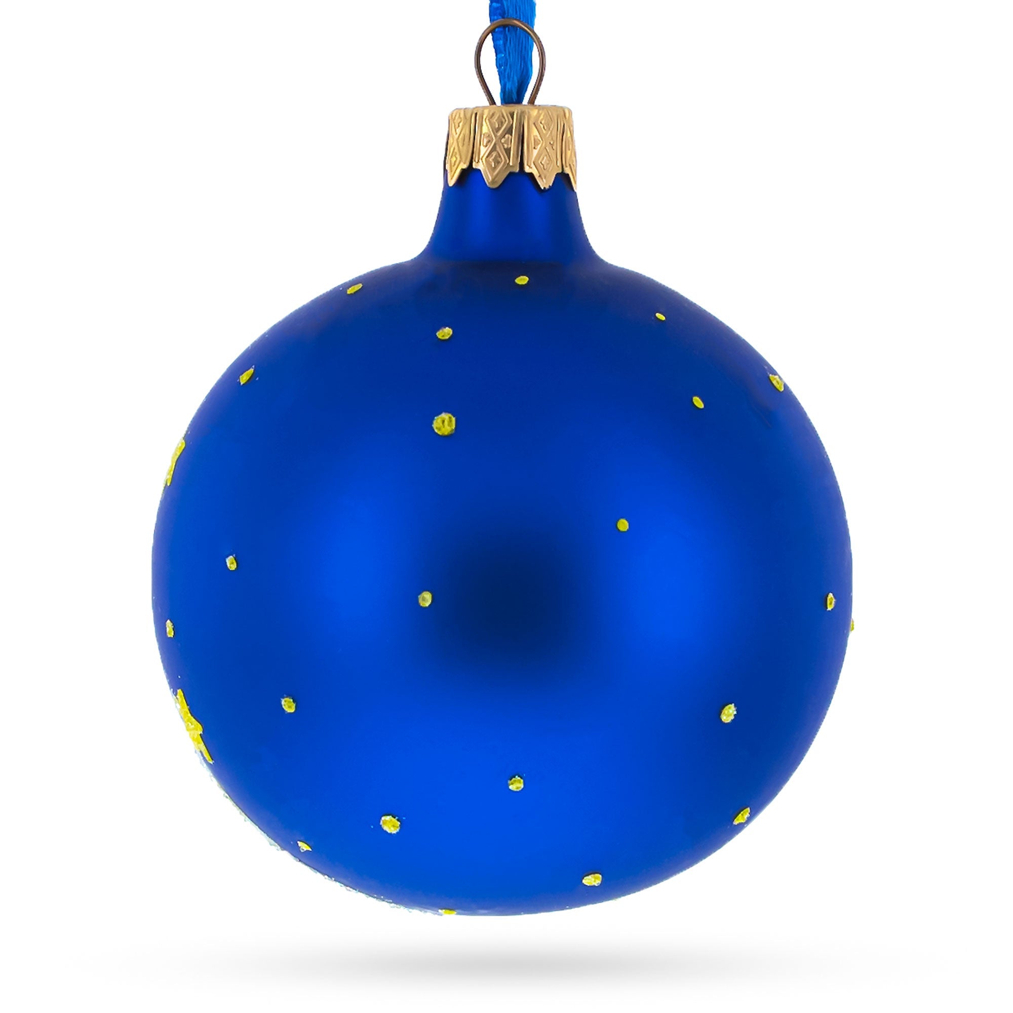 Ghost and Bat Glass Ball Halloween Ornament 3.25 Inches BestPysanky