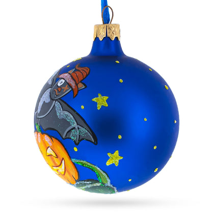 Ghost and Bat Glass Ball Halloween Ornament 3.25 Inches BestPysanky