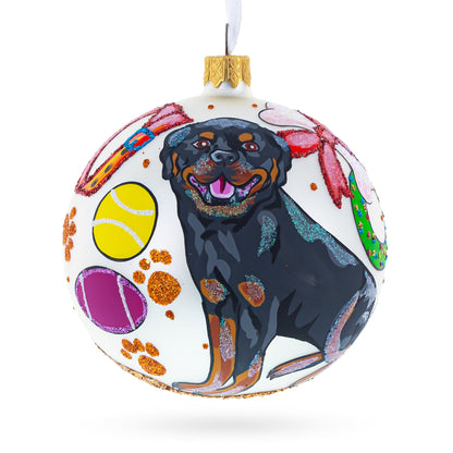 Rottweiler Gifts Glass Ball Christmas Ornaments 4 Inches