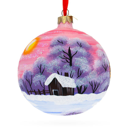 Tiger in the Snow Glass Ball Christmas Ornament 4 Inches