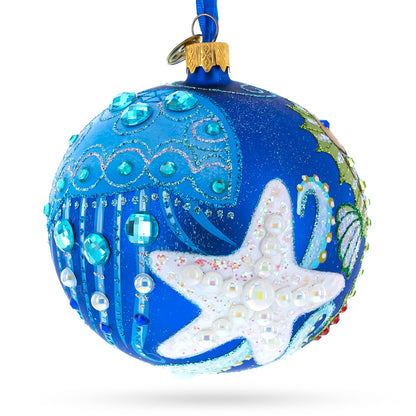 Sea Horse Glass Ball Christmas Ornament,4 Inches