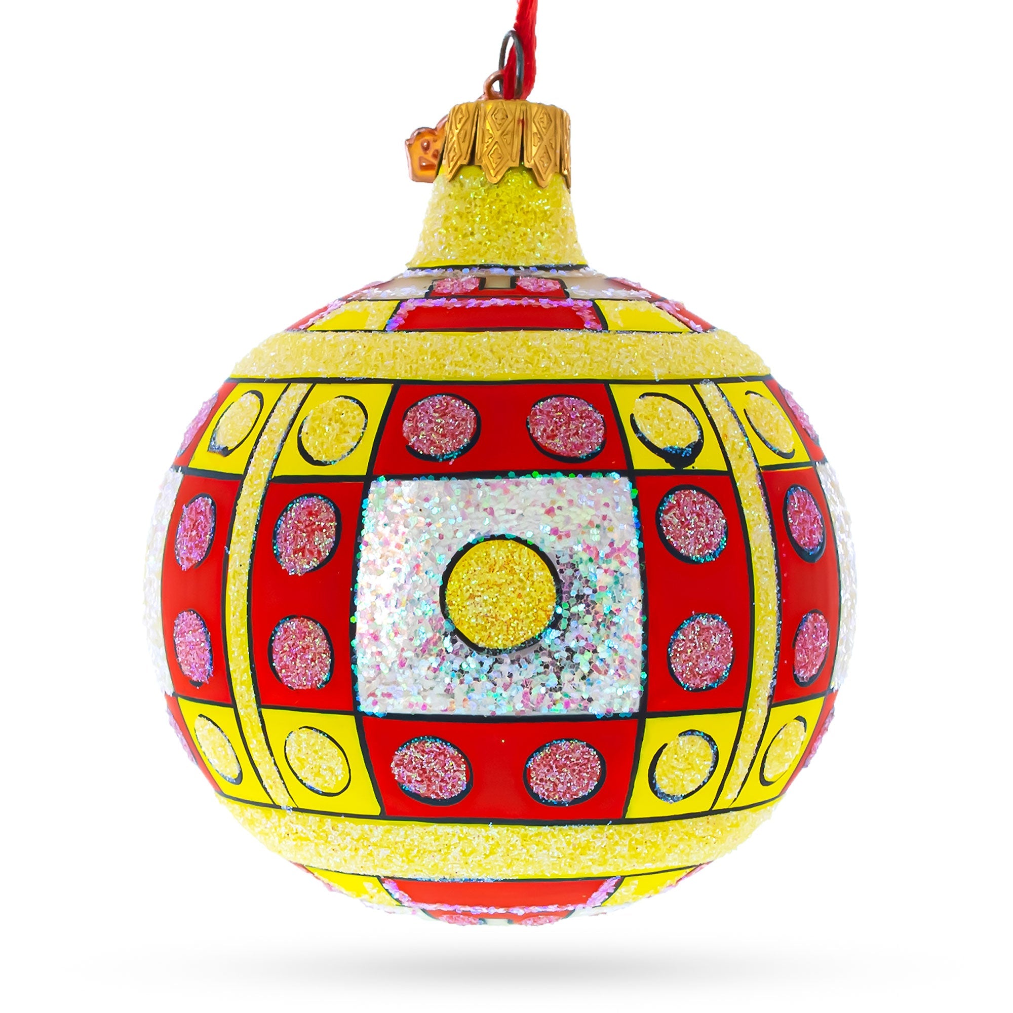 Building Blocks Glass Ball Christmas Ornament 3.25 Inches
