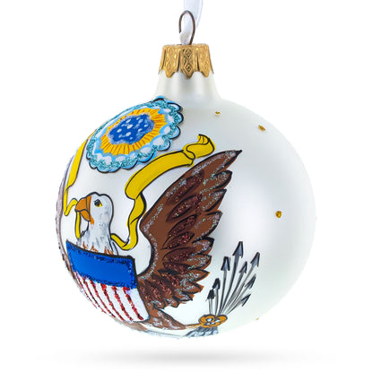 USA Coat of Arms Glass Ball Christmas Ornament 3.25 Inches