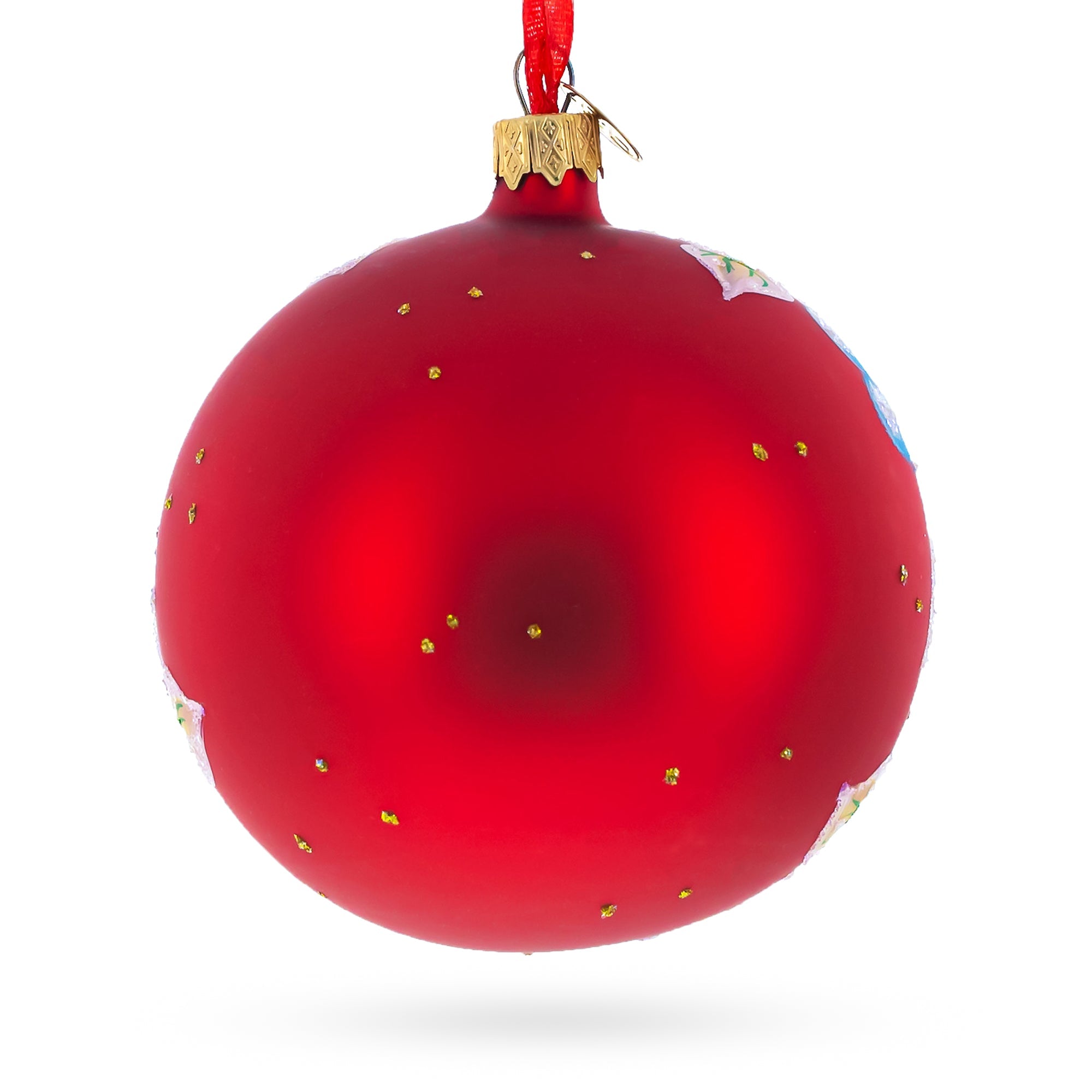 Roses Bouquet Glass Ball Christmas Ornament 4 Inches