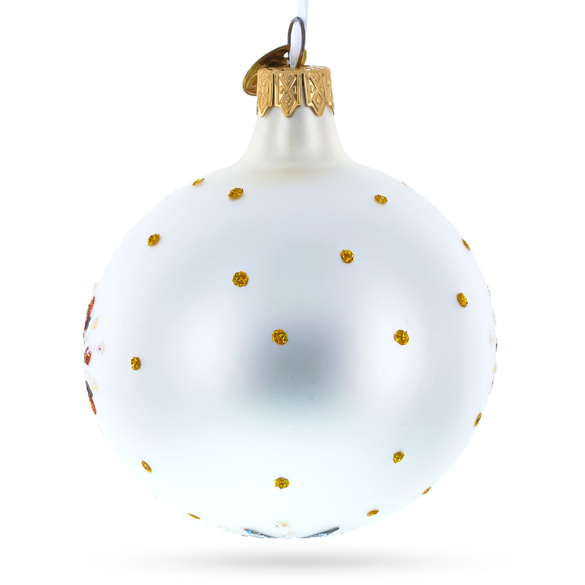 Ukrainian Petrykivka Painting Glass Ball Christmas Ornament 4 Inches