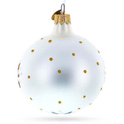 Ukrainian Petrykivka Painting Glass Ball Christmas Ornament 4 Inches