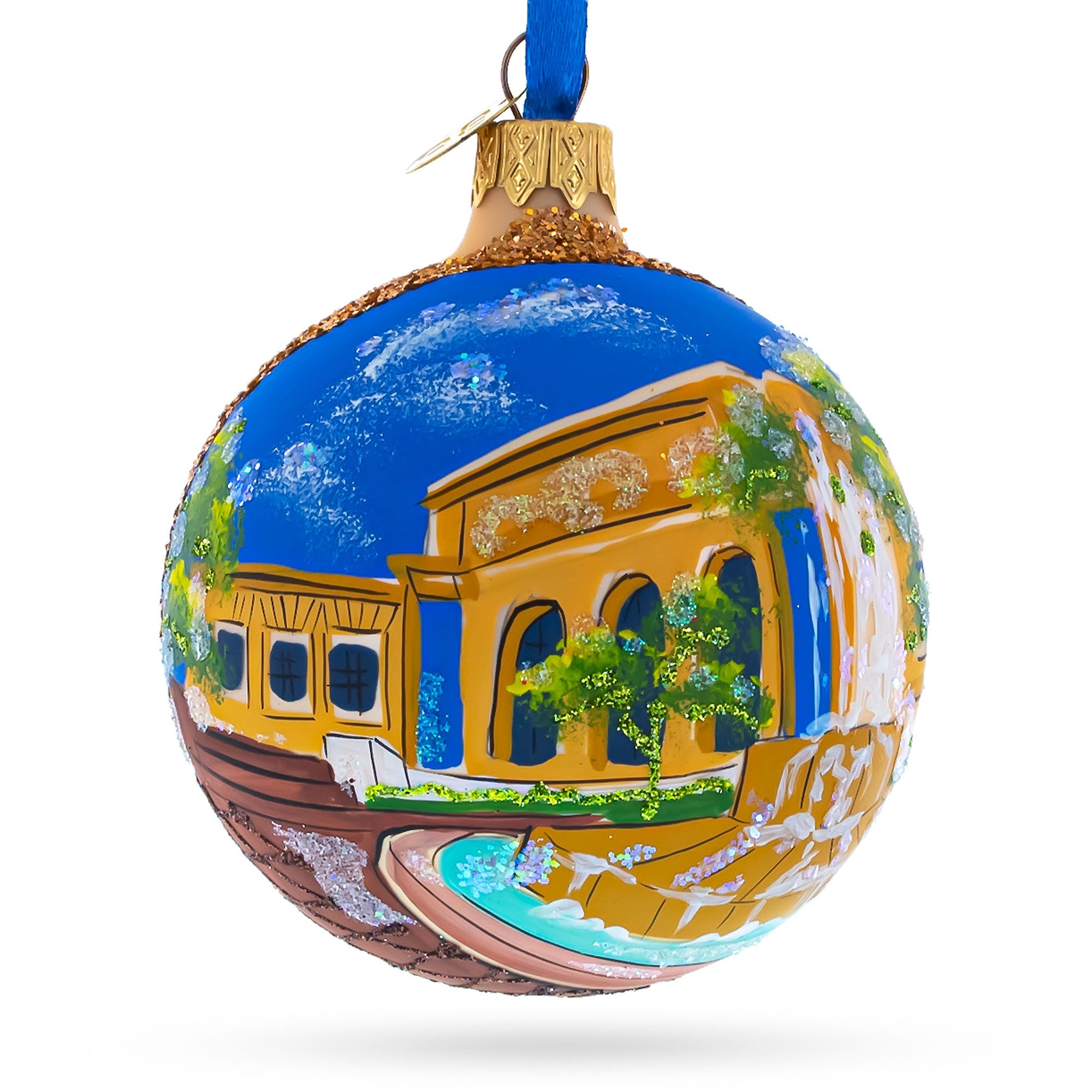 Institute of Arts in Detroit, Michigan Glass Ball Christmas Ornament 3.25 Inches