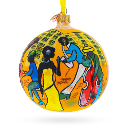 Swinging' Jazz Band Glass Ball Christmas Ornament 4 Inches