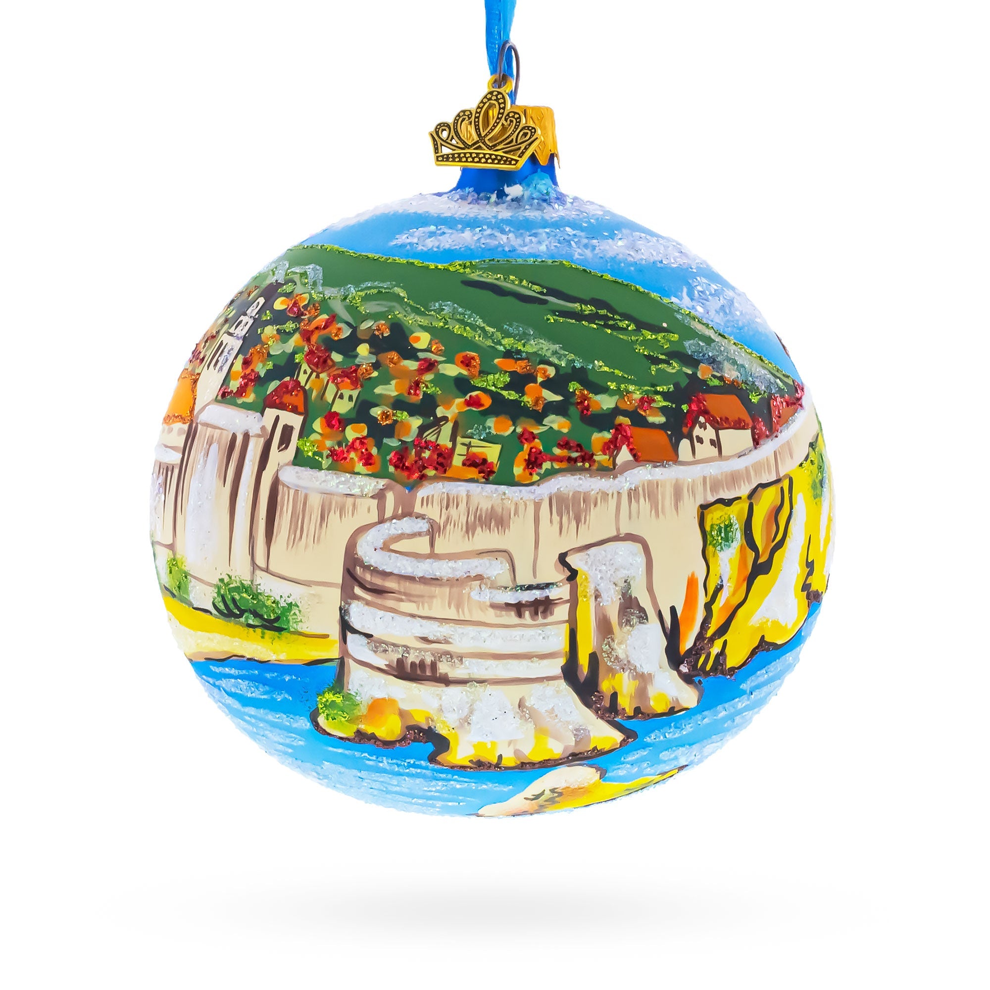 The Walls of Dubrovnik, Croatia Glass Ball Christmas Ornament 4 Inches