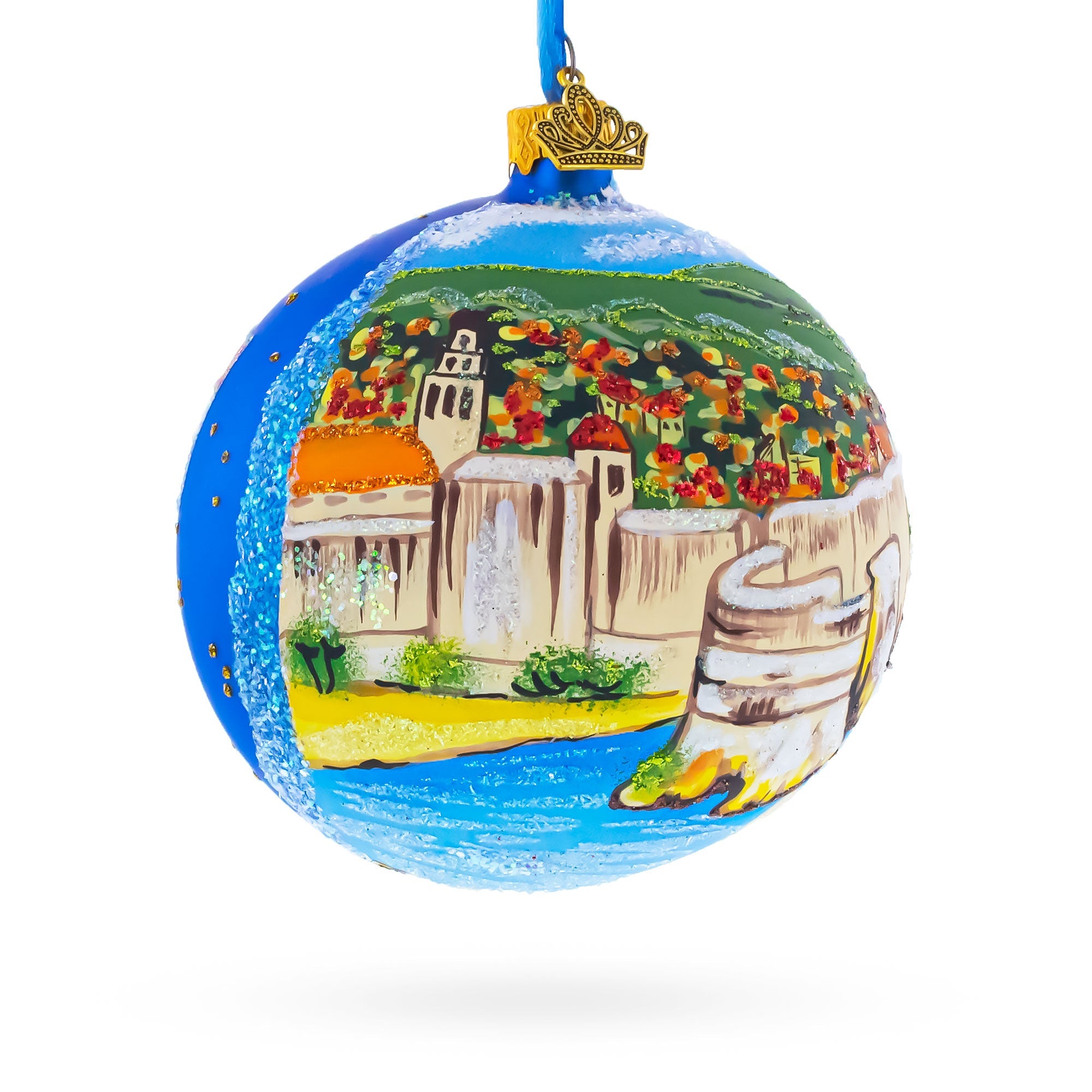 The Walls of Dubrovnik, Croatia Glass Ball Christmas Ornament 4 Inches