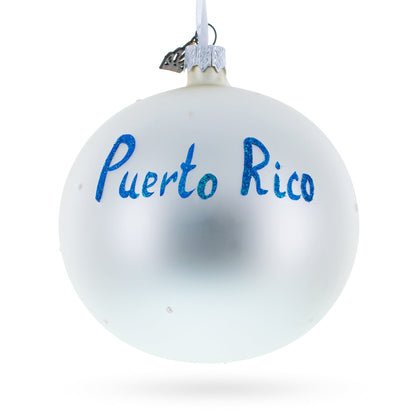 Flag of Puerto Rico Glass Ball Christmas Ornament 4 Inches BestPysanky