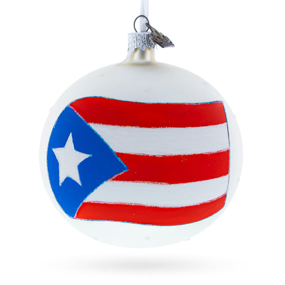 Flag of Puerto Rico Glass Ball Christmas Ornament 4 Inches BestPysanky