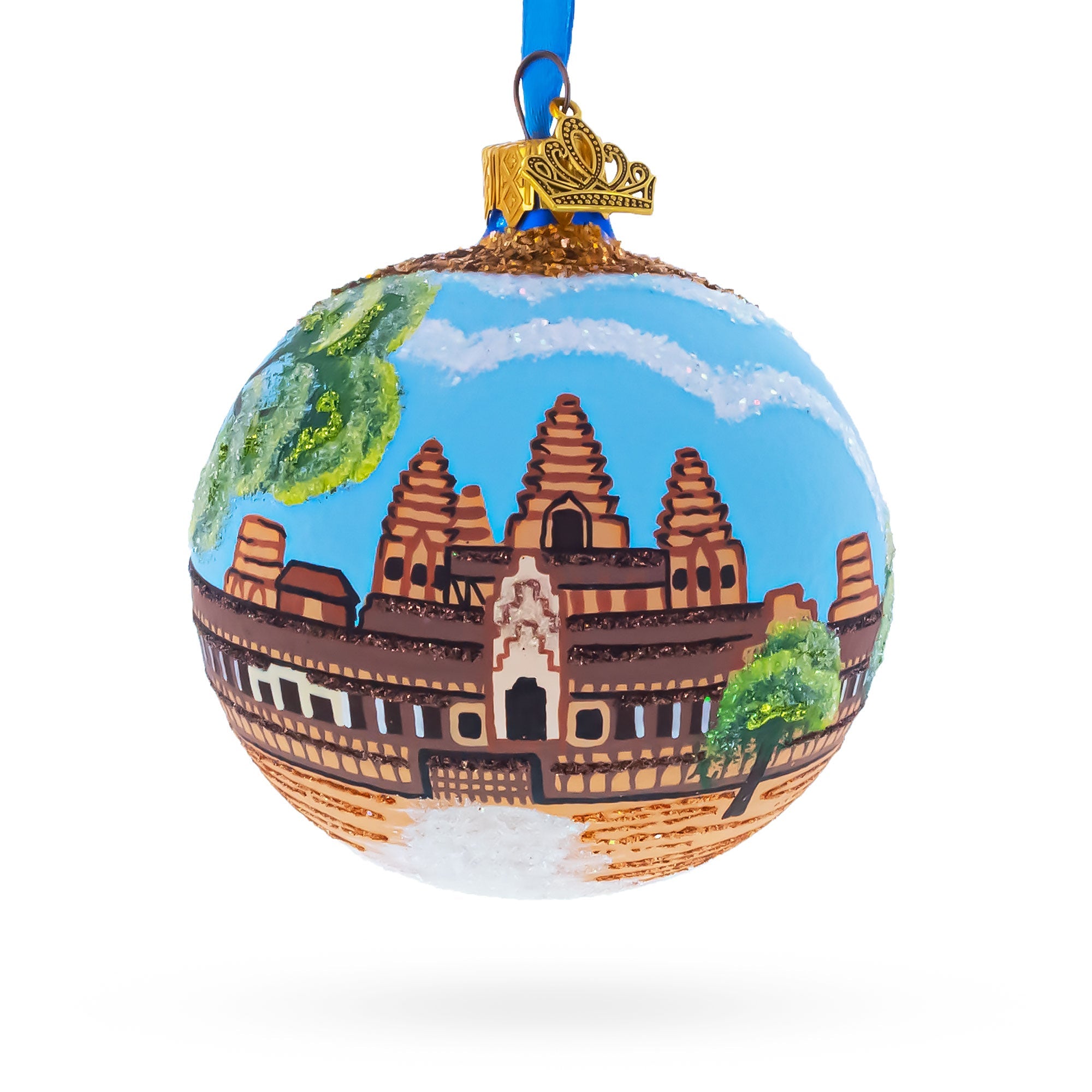 Angkor Wat Temple, Cambodia Glass Ball Christmas Ornament 3.25 Inches BestPysanky