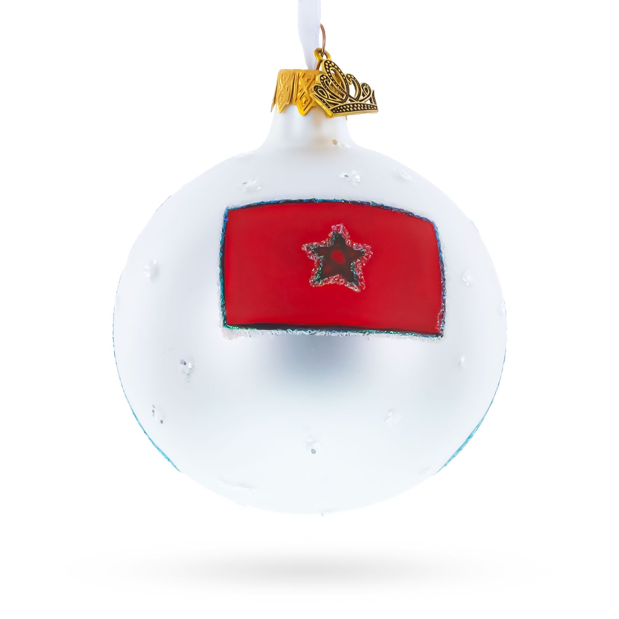 Blue City Chefchaouen, Morocco Glass Ball Christmas Ornament 3.25 Inches