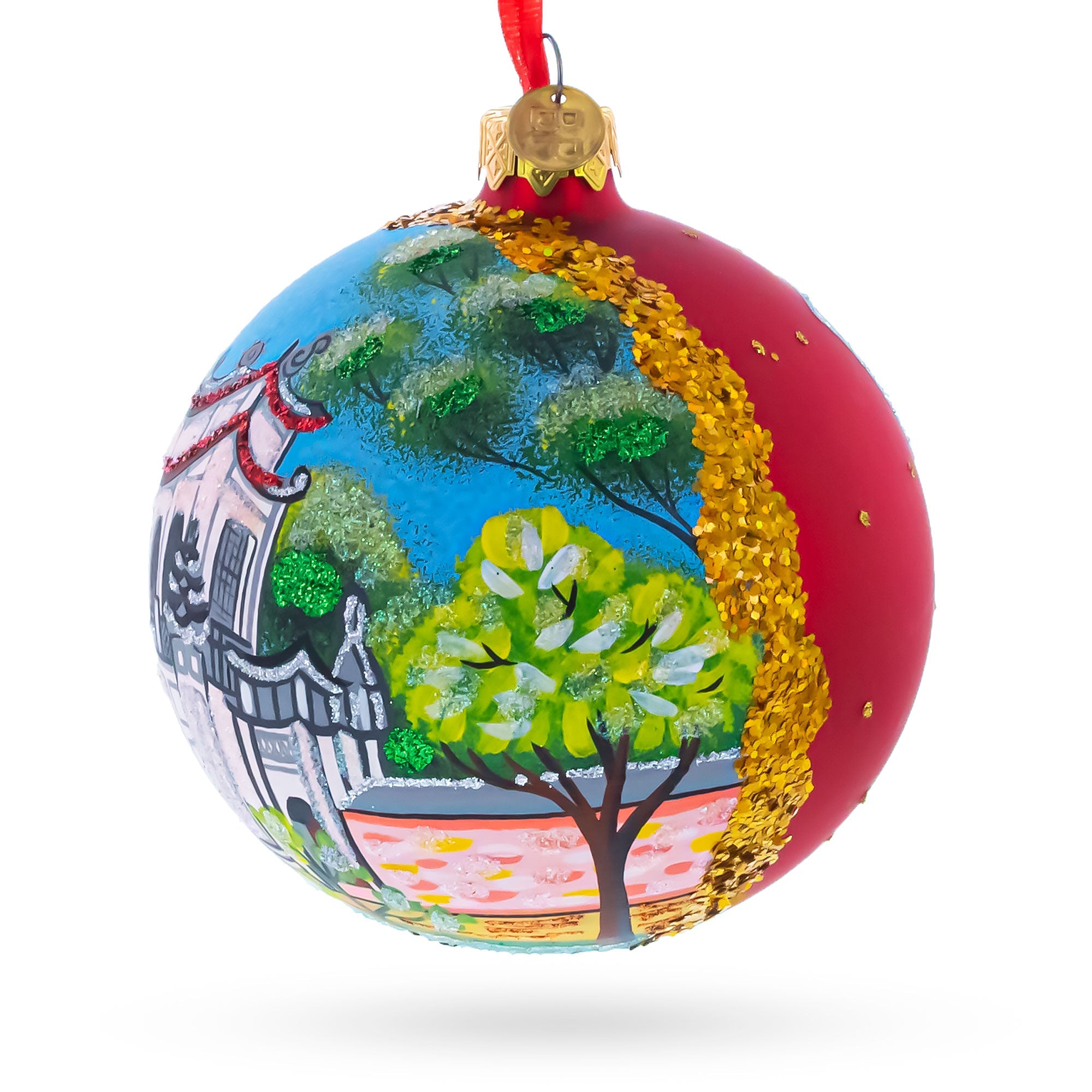 Temple of Literature & National University, Hanoi, Vietnam Glass Ball Christmas Ornament 4 Inches