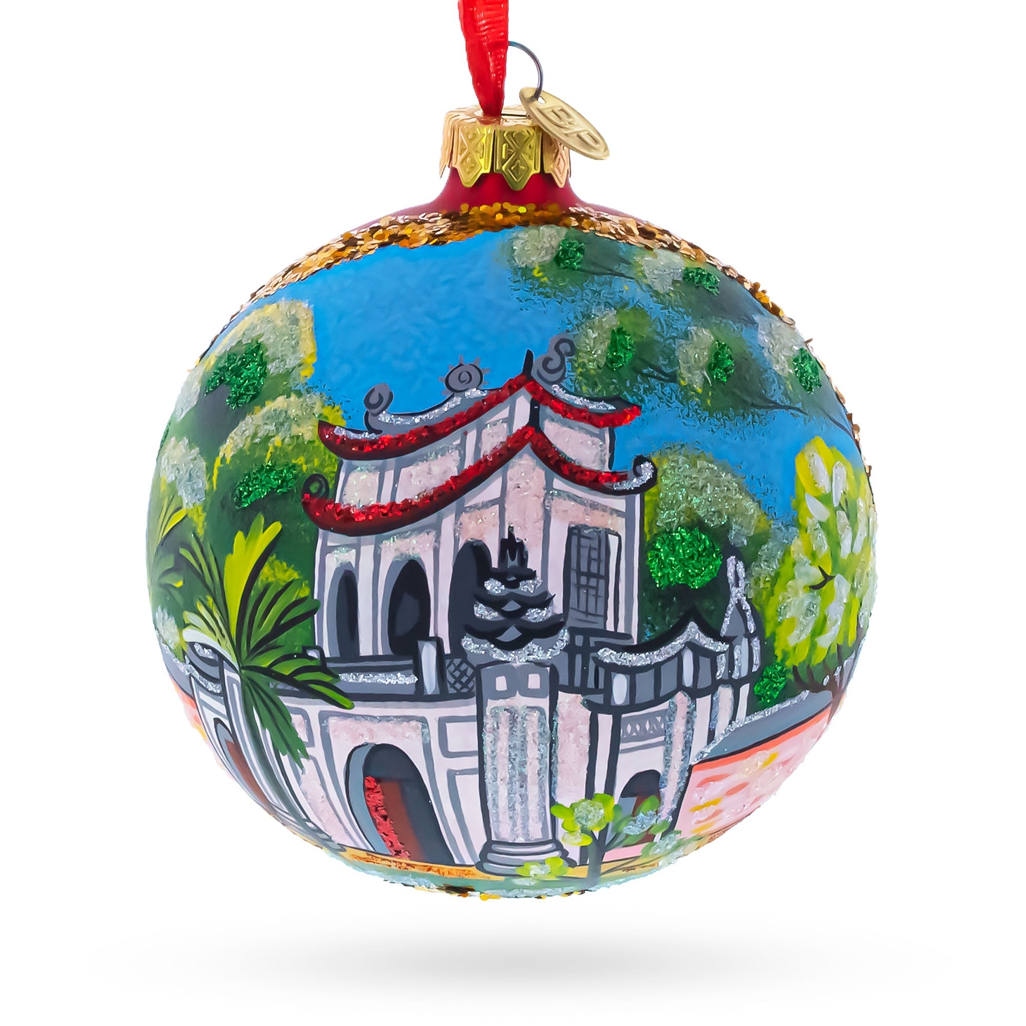 Temple of Literature & National University, Hanoi, Vietnam Glass Ball Christmas Ornament 4 Inches