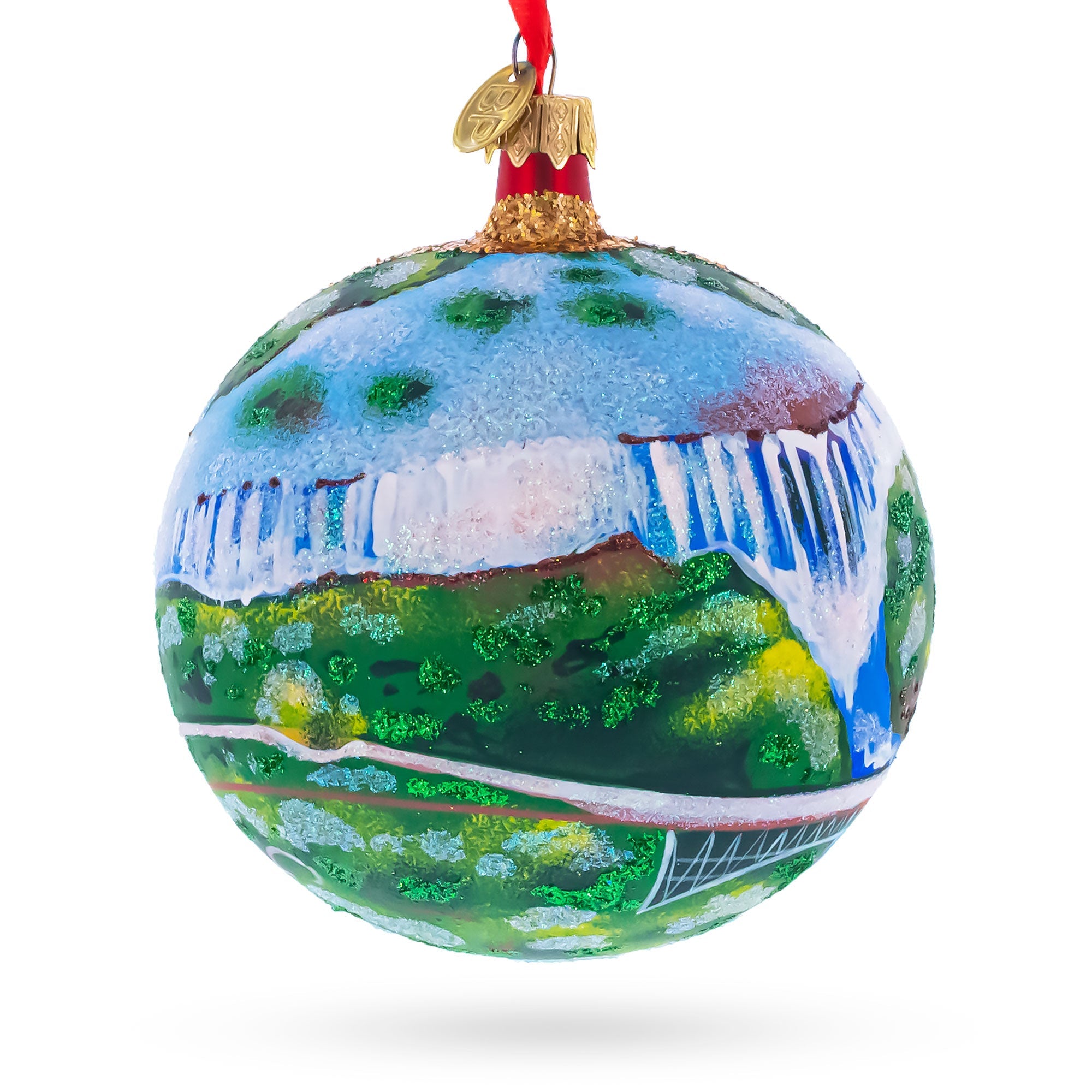Victoria Falls, Republic of Zimbabwe Glass Ball Christmas Ornament 4 Inches