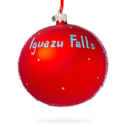 Iguazu Falls, Brazil and Argentina Glass Ball Christmas Ornament 4 Inches