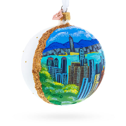 Victoria Peak, Hong Kong Glass Ball Christmas Ornament 4 Inches